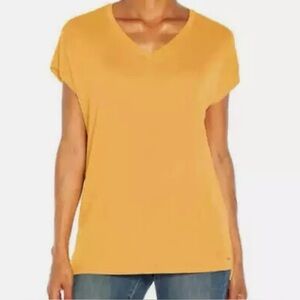 Orvis Women's V Neck Relaxed Tunic Top Short Sleeve Soft Fabric